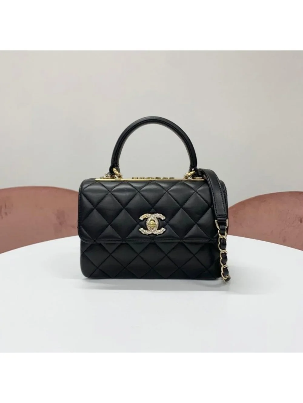 Chanel Top Handle Quilted CC Logo Chain